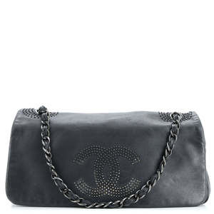Chanel East West Studded CC Flap Bag Lambskin